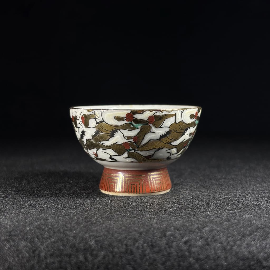 Japanese Sake Set with Gold Crane Design|2 Bottles & 5 Cups