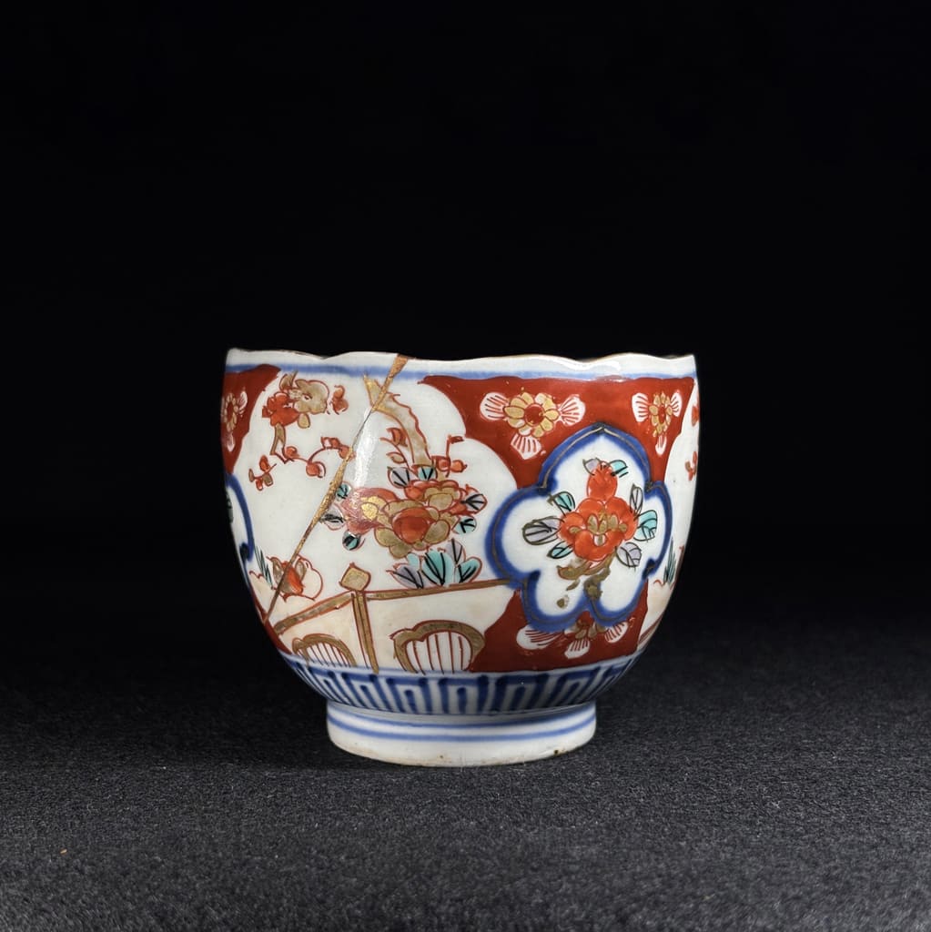 Kintsugi-Repaired Japanese Porcelain Cup
