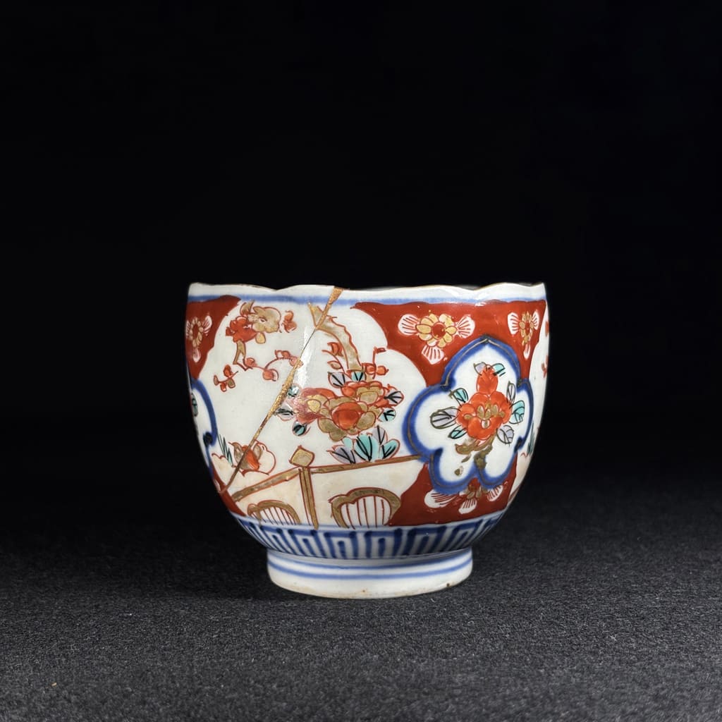 Kintsugi-Repaired Japanese Porcelain Cup