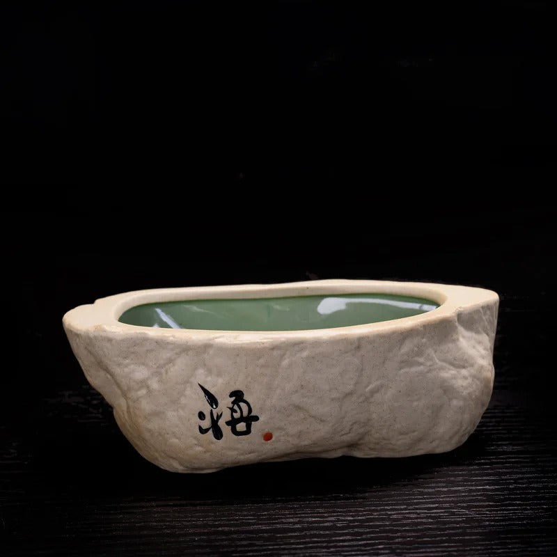 Stone Designed Ceramic Bonsai Pot