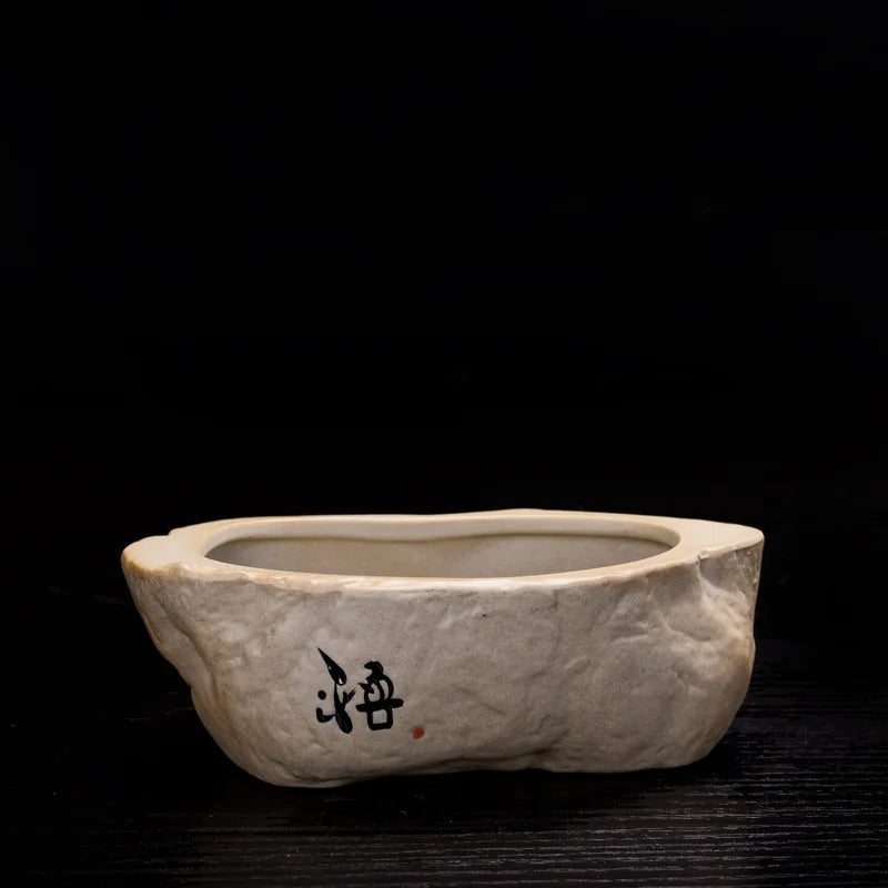 Stone Designed Ceramic Bonsai Pot